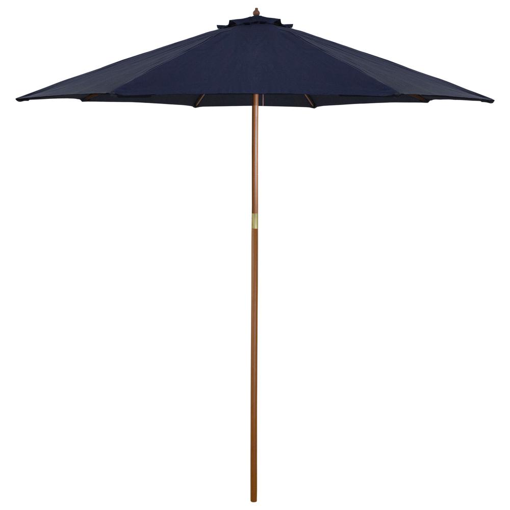 9ft Outdoor Patio Market Umbrella with Wooden Pole  Navy Blue. Picture 1