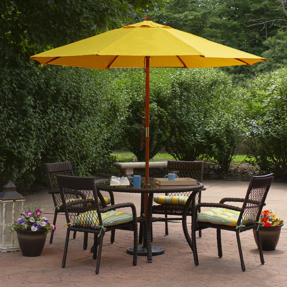 9ft Outdoor Patio Market Umbrella with Wood Pole  Yellow. Picture 2