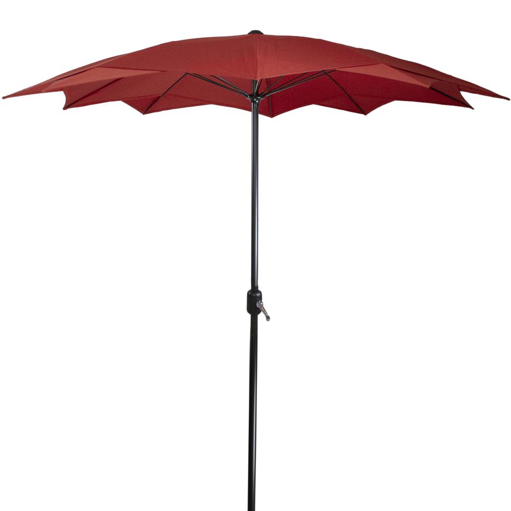 8.85ft Outdoor Patio Lotus Umbrella with Hand Crank  Terracotta. Picture 4