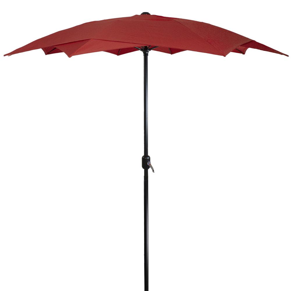 8.85ft Outdoor Patio Lotus Umbrella with Hand Crank  Terracotta. Picture 1