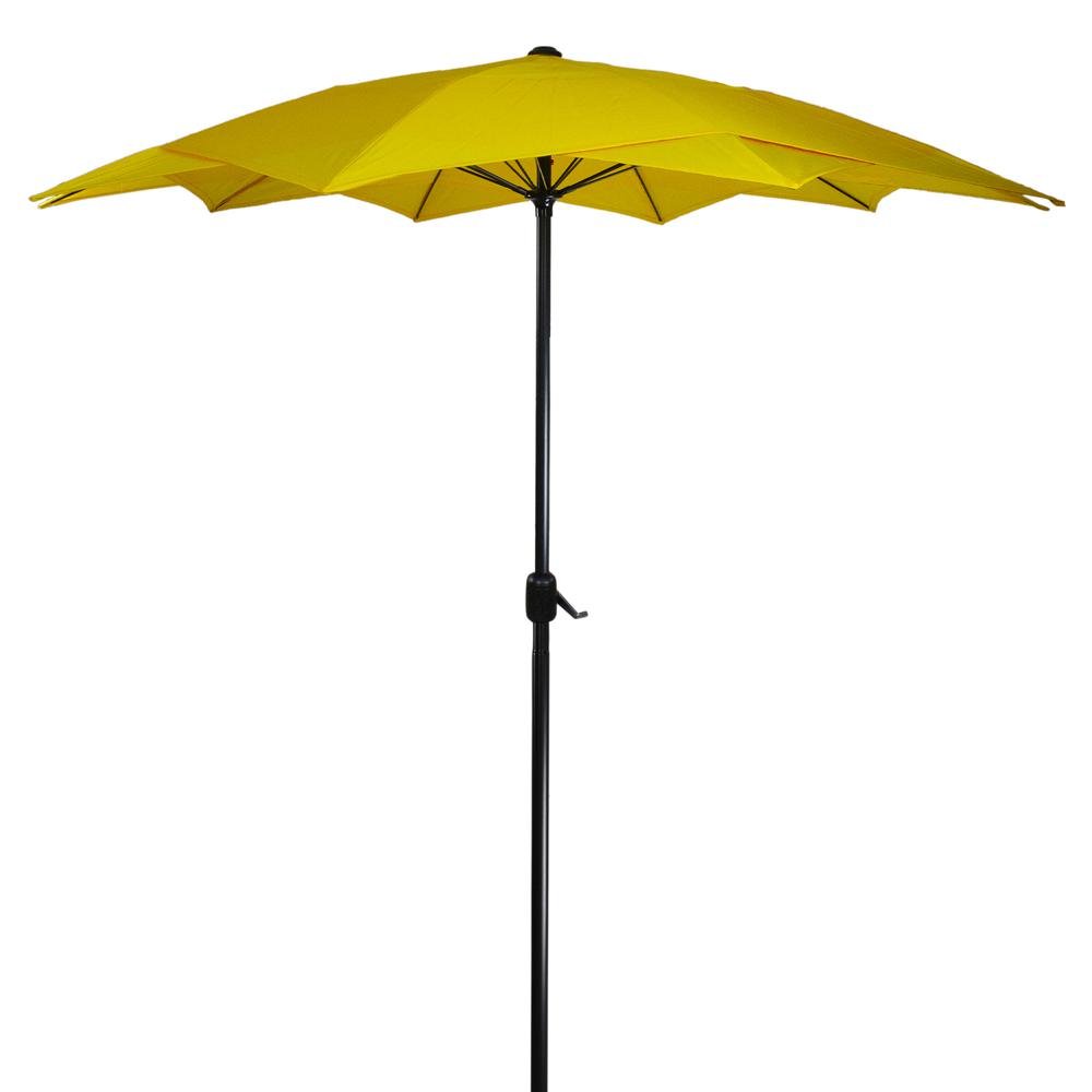8.85ft Outdoor Patio Lotus Umbrella with Hand Crank  Yellow. Picture 1