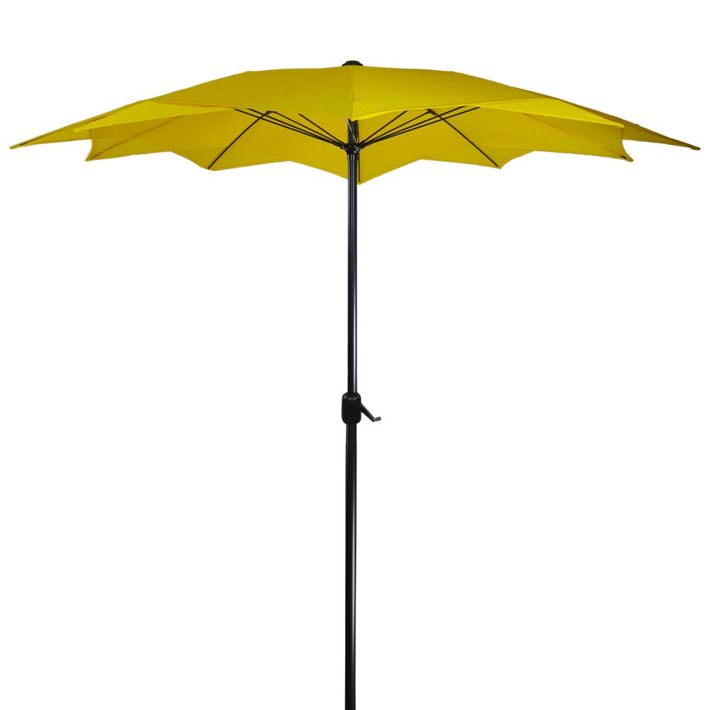 8.85ft Outdoor Patio Lotus Umbrella with Hand Crank  Yellow. Picture 4