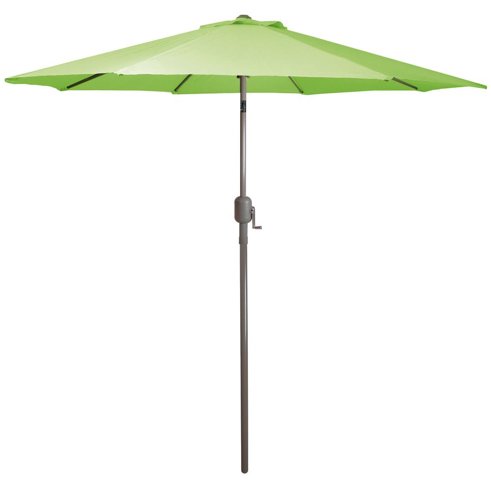 9ft Outdoor Patio Market Umbrella with Hand Crank and Tilt  Lime Green. Picture 1