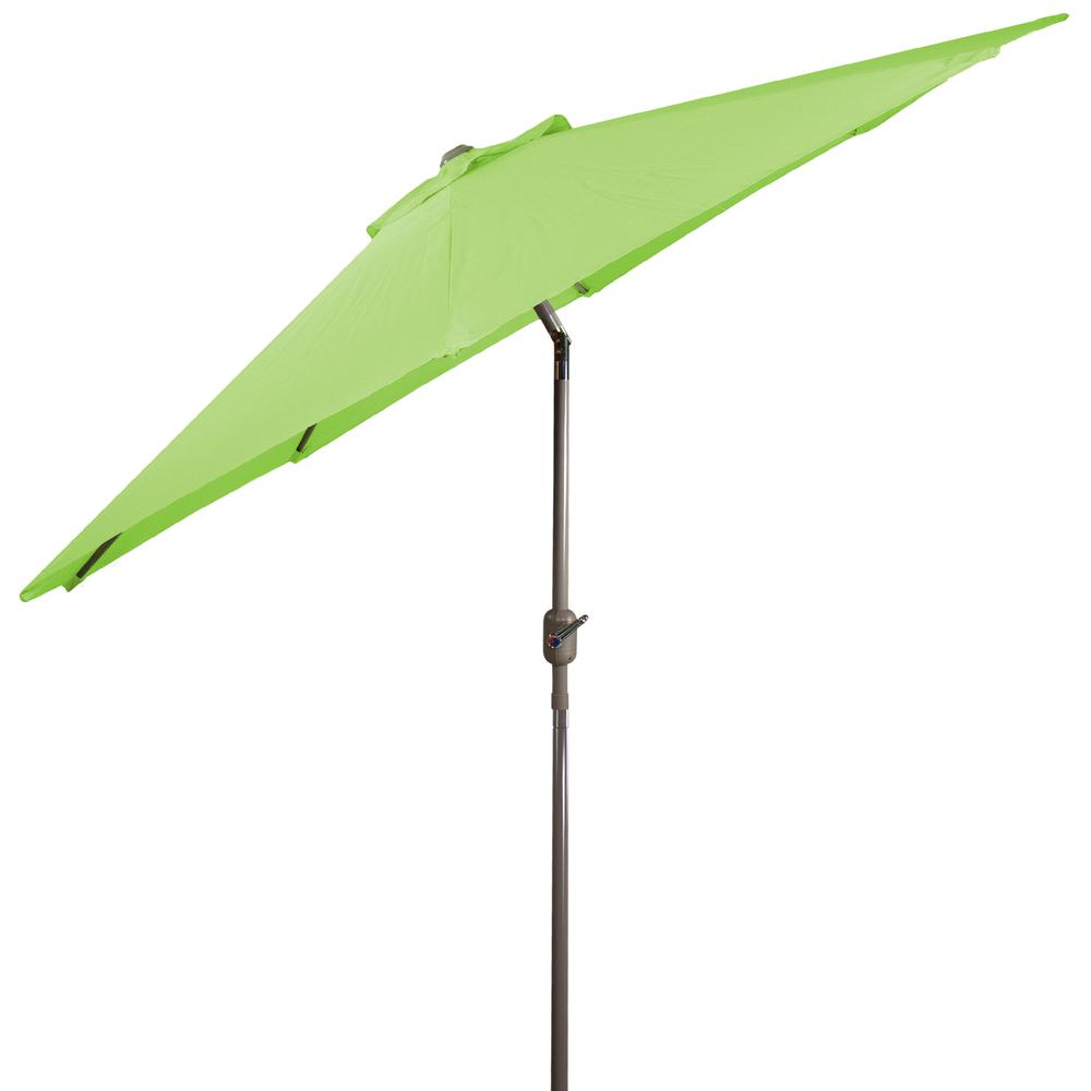 9ft Outdoor Patio Market Umbrella with Hand Crank and Tilt  Lime Green. Picture 5