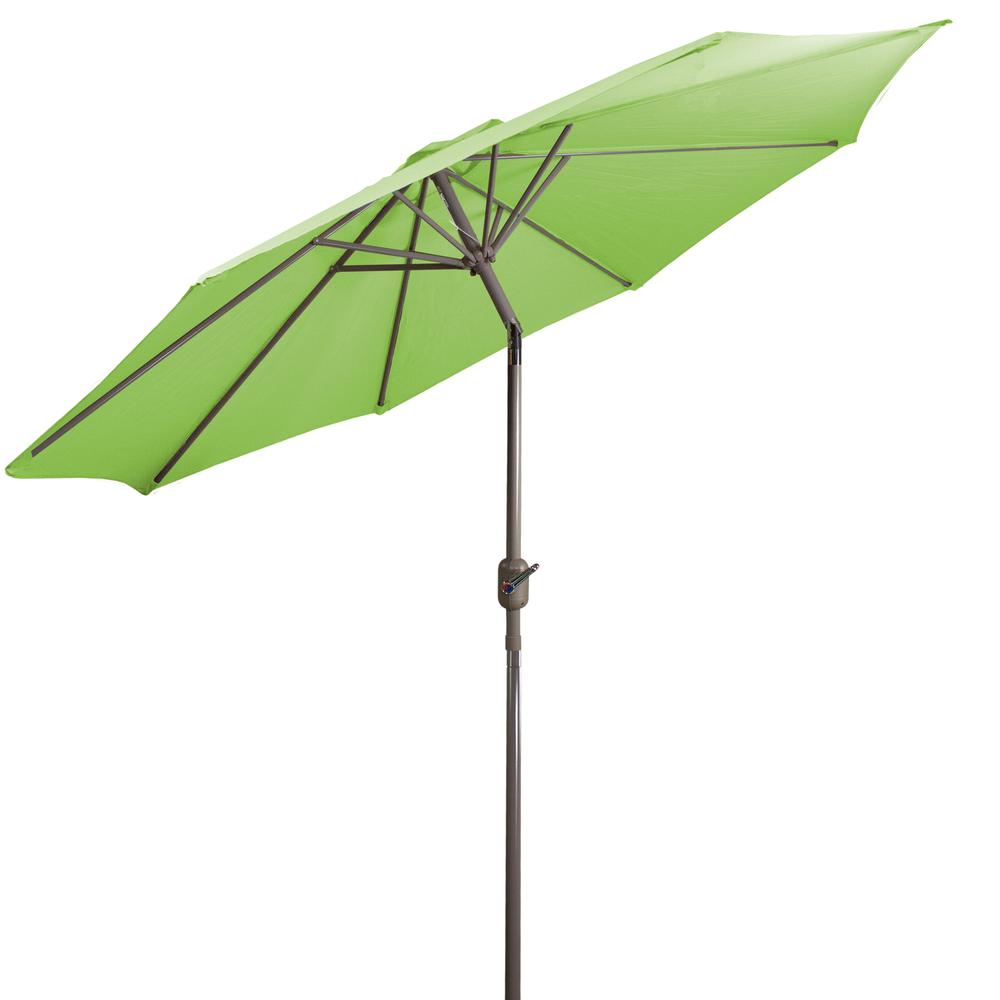 9ft Outdoor Patio Market Umbrella with Hand Crank and Tilt  Lime Green. Picture 6