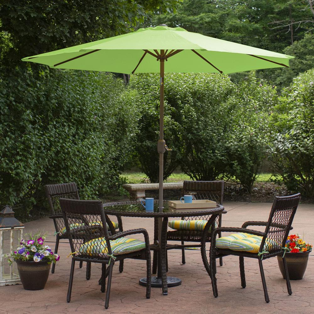 9ft Outdoor Patio Market Umbrella with Hand Crank and Tilt  Lime Green. Picture 2