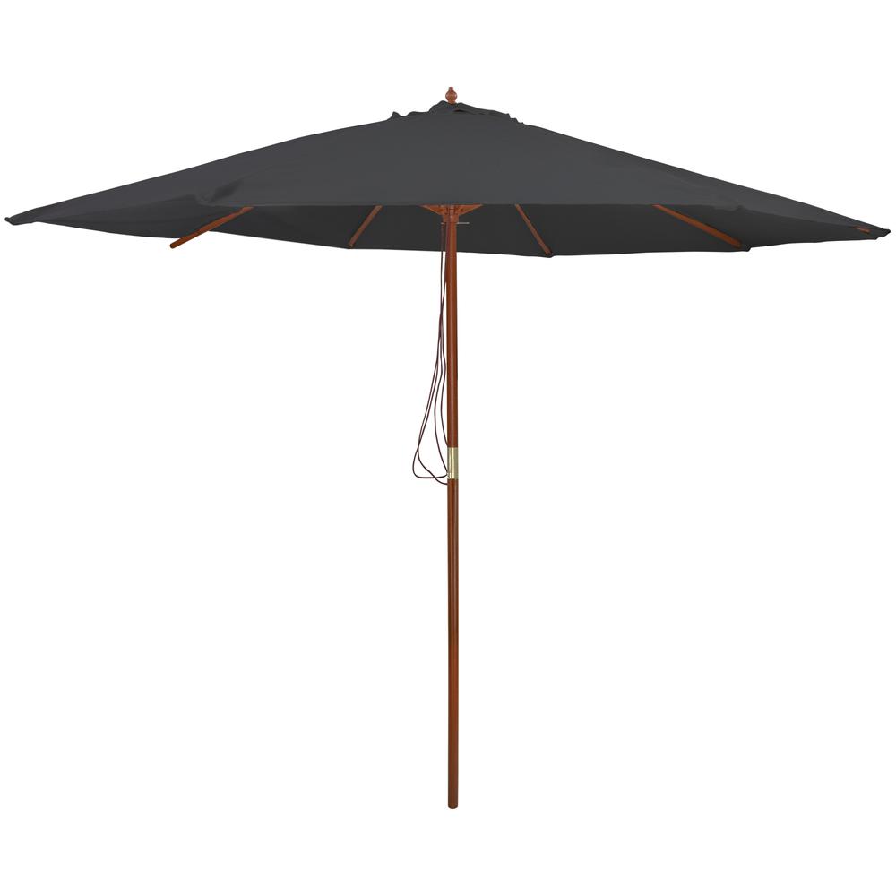 8.5ft Outdoor Patio Market Umbrella with Wooden Pole  Gray. Picture 1