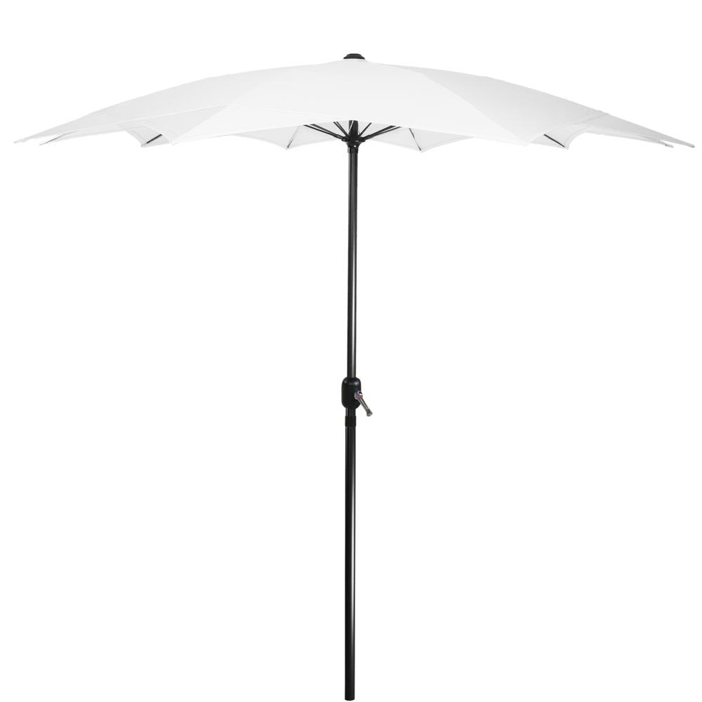 8.85ft Outdoor Patio Lotus Umbrella with Hand Crank  White. Picture 1