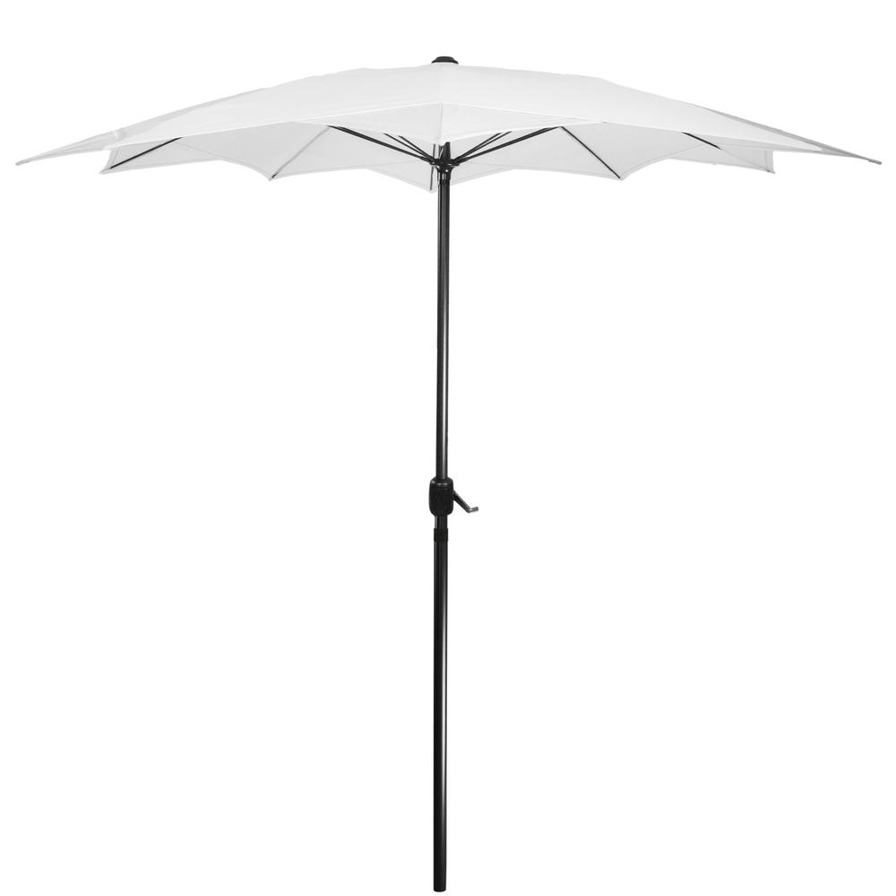 8.85ft Outdoor Patio Lotus Umbrella with Hand Crank  White. Picture 4