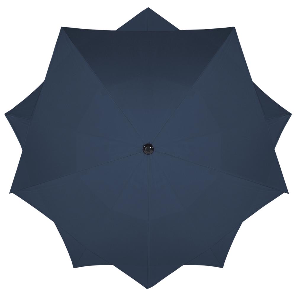 8.5ft Outdoor Patio Lotus Umbrella with Hand Crank  Navy Blue. Picture 2