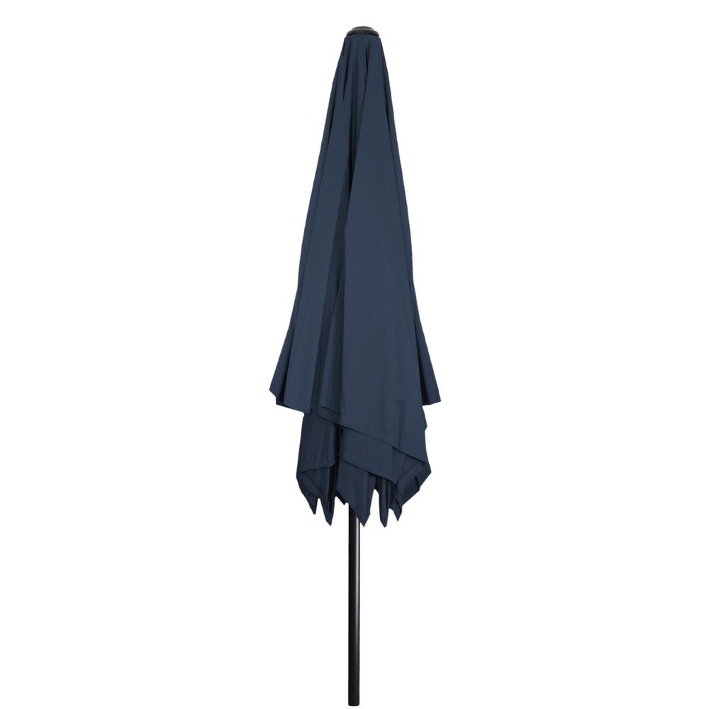 8.5ft Outdoor Patio Lotus Umbrella with Hand Crank  Navy Blue. Picture 3