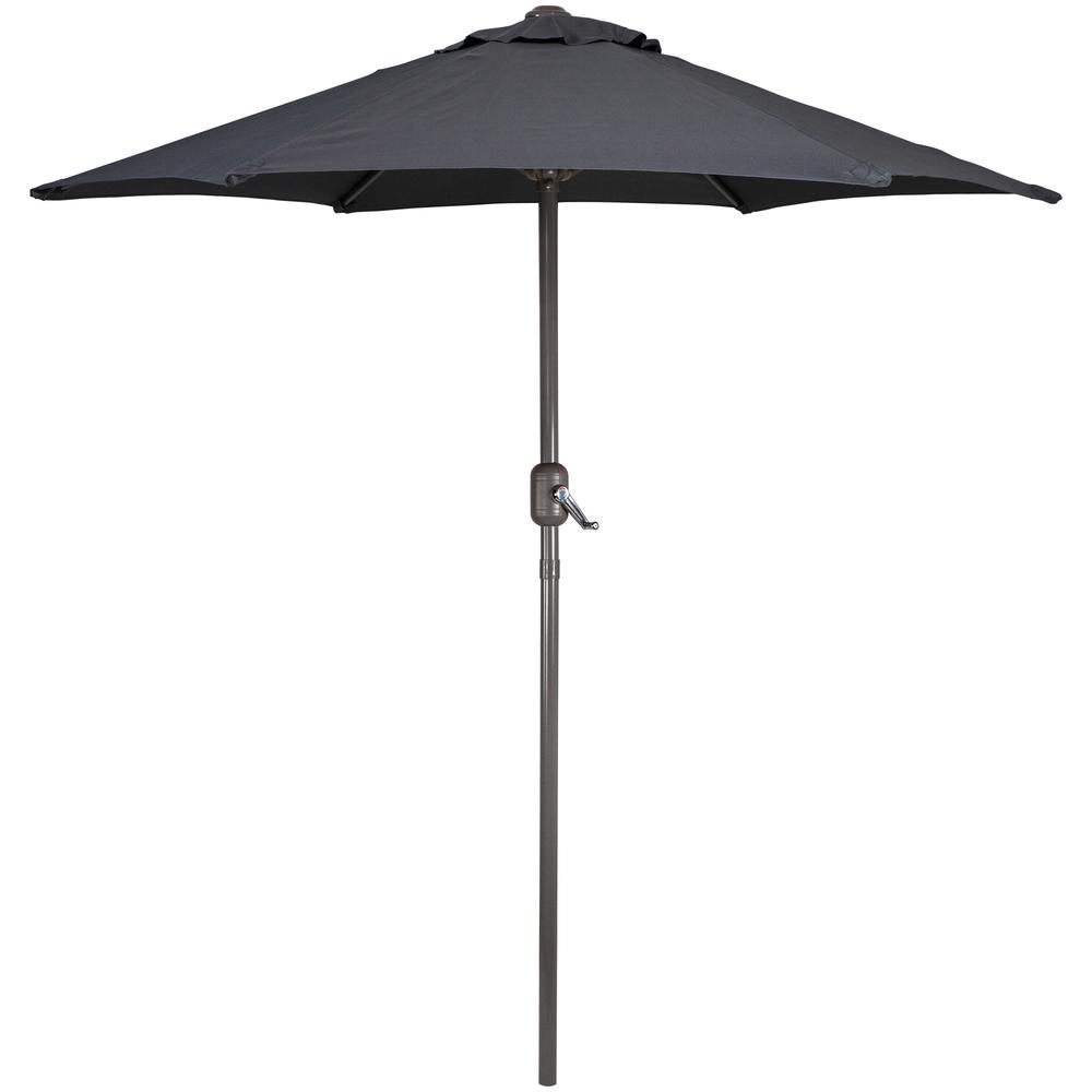 7.5ft Outdoor Patio Market Umbrella with Hand Crank  Gray. Picture 1