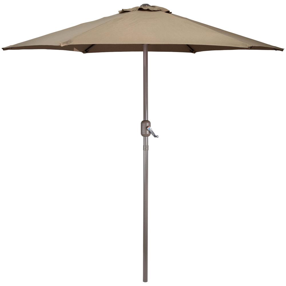7.5ft Outdoor Patio Market Umbrella with Hand Crank  Taupe. Picture 1