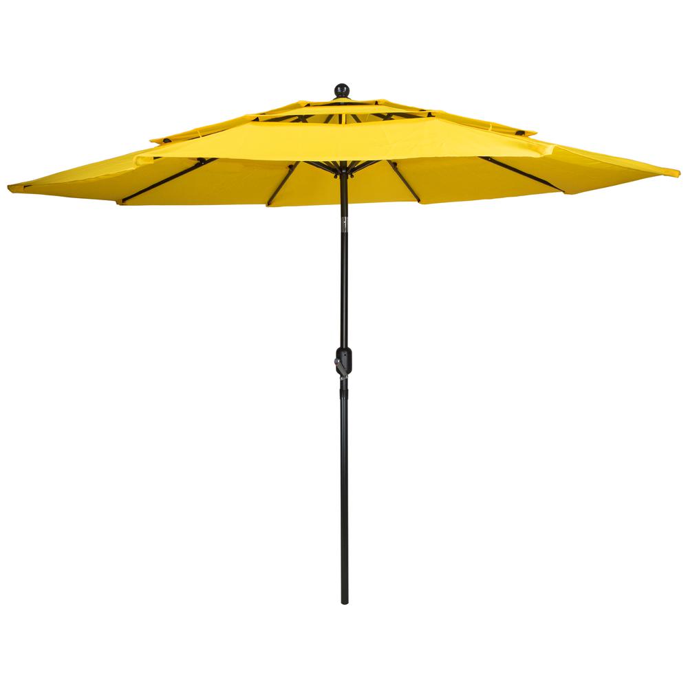 9.75ft Outdoor Patio Market Umbrella with Hand Crank and Tilt  Yellow. Picture 1