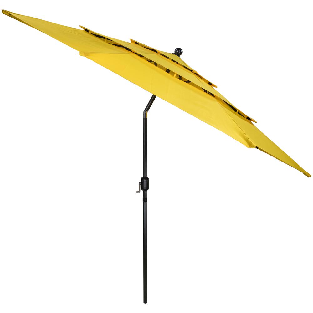9.75ft Outdoor Patio Market Umbrella with Hand Crank and Tilt  Yellow. Picture 3