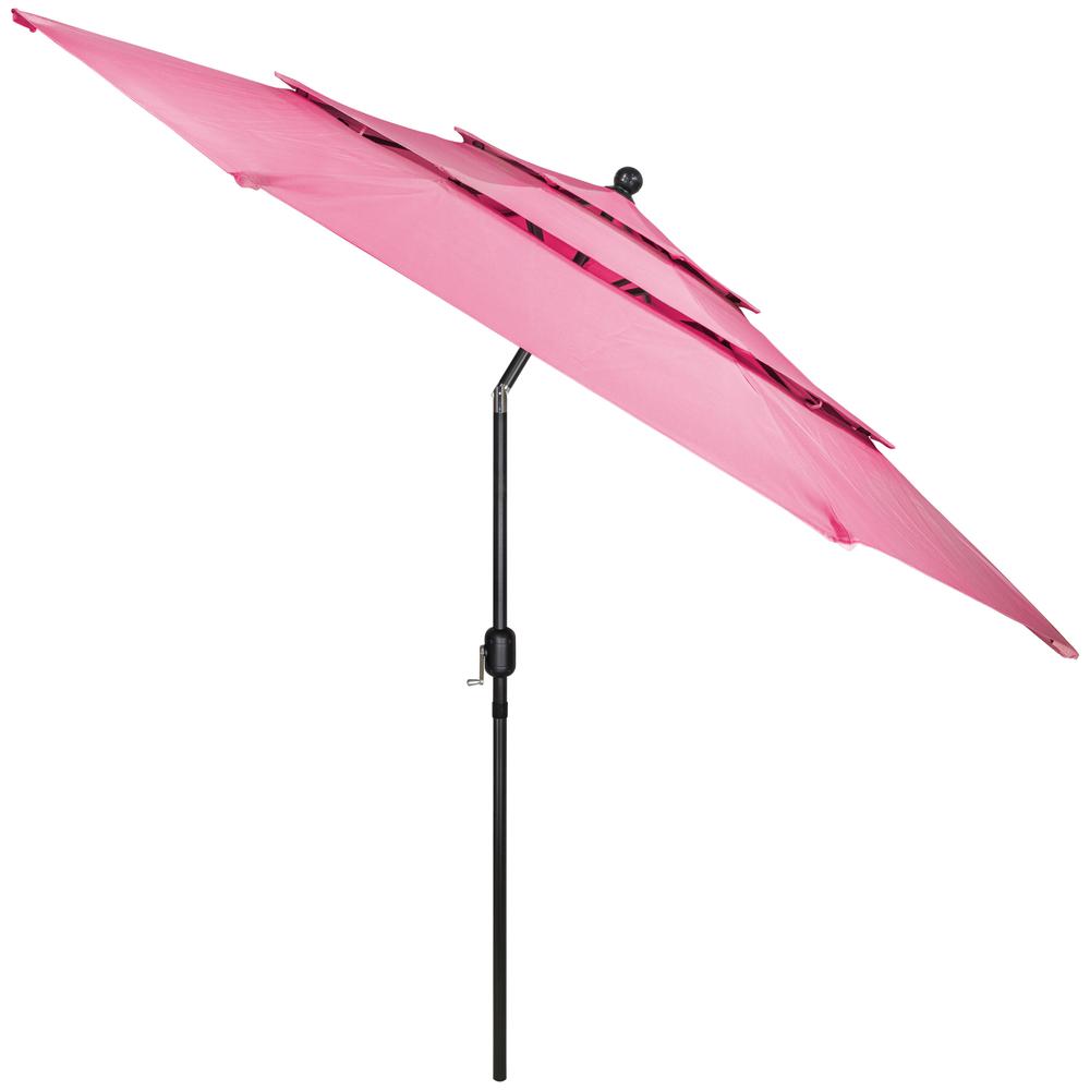 9.75ft Outdoor Patio Market Umbrella with Hand Crank and Tilt  Pink. Picture 3