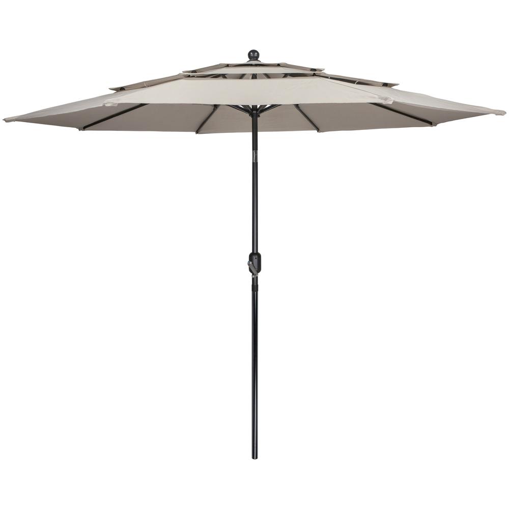 9.75ft Outdoor Patio Market Umbrella with Hand Crank and Tilt  Beige. Picture 1