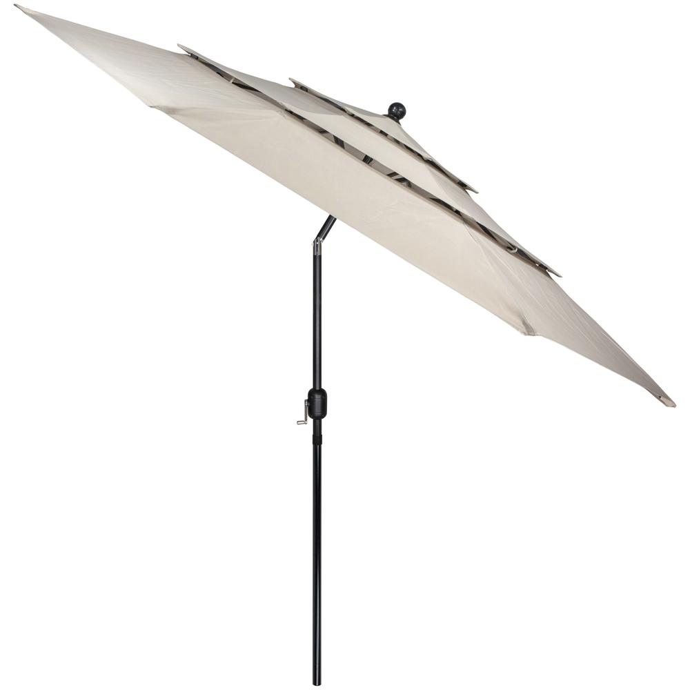 9.75ft Outdoor Patio Market Umbrella with Hand Crank and Tilt  Beige. Picture 3