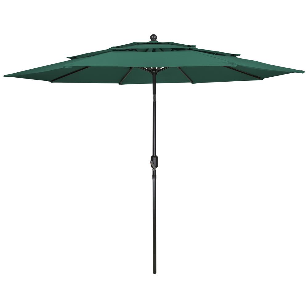 9.75ft Outdoor Patio Market Umbrella with Hand Crank and Tilt  Green. Picture 1