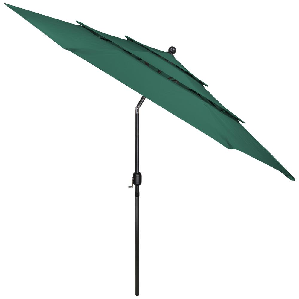 9.75ft Outdoor Patio Market Umbrella with Hand Crank and Tilt  Green. Picture 3