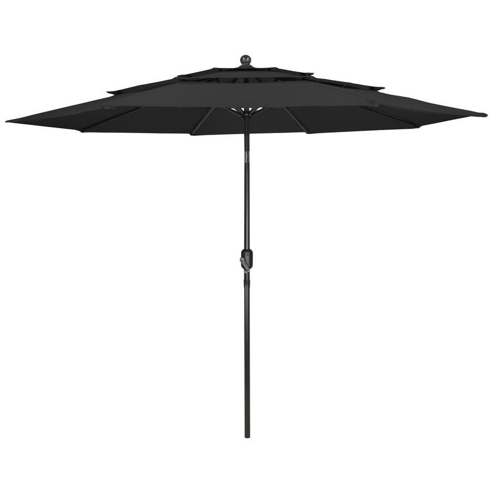 9.75ft Outdoor Patio Market Umbrella with Hand Crank and Tilt  Black. Picture 1