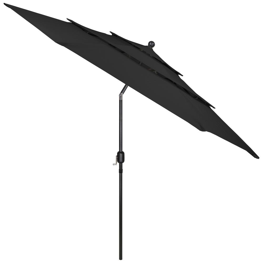 9.75ft Outdoor Patio Market Umbrella with Hand Crank and Tilt  Black. Picture 3