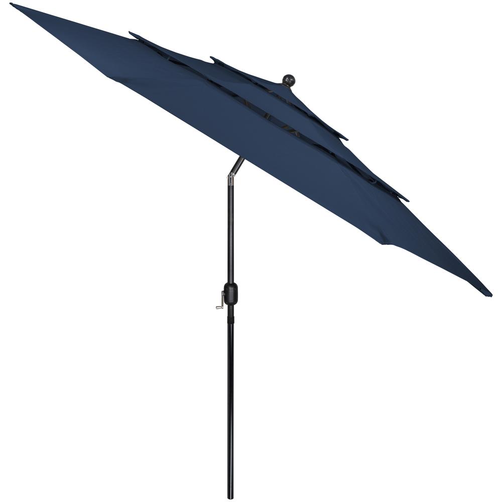 9.75ft Outdoor Patio Market Umbrella with Hand Crank and Tilt  Navy Blue. Picture 3