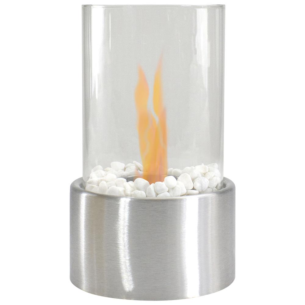 10.5" Bio Ethanol Round Portable Tabletop Fireplace with Silver Base. Picture 1