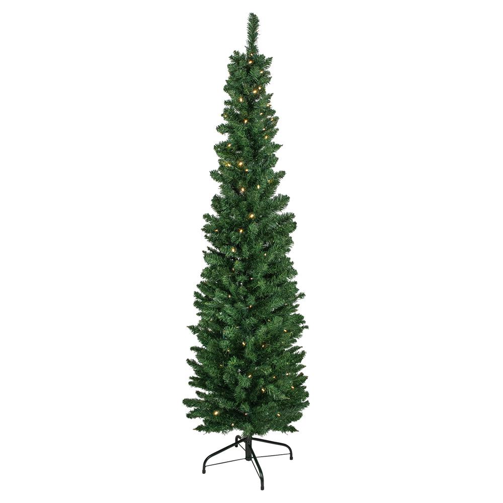 6' Pre-Lit LED Northern Balsam Fir Pencil Artificial Christmas Tree  Warm Clear Lights. Picture 1
