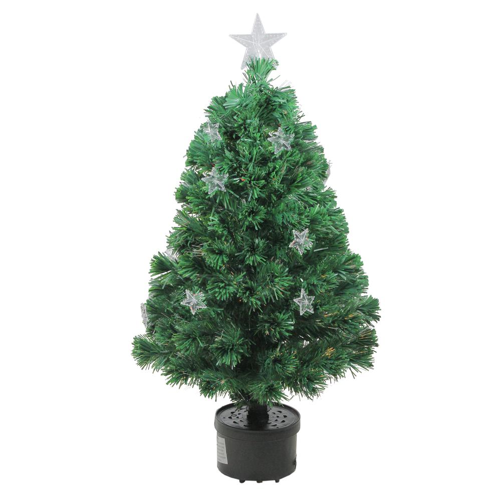 3' Pre-Lit Fiber Optic Artificial Christmas Tree with Stars. The main picture.