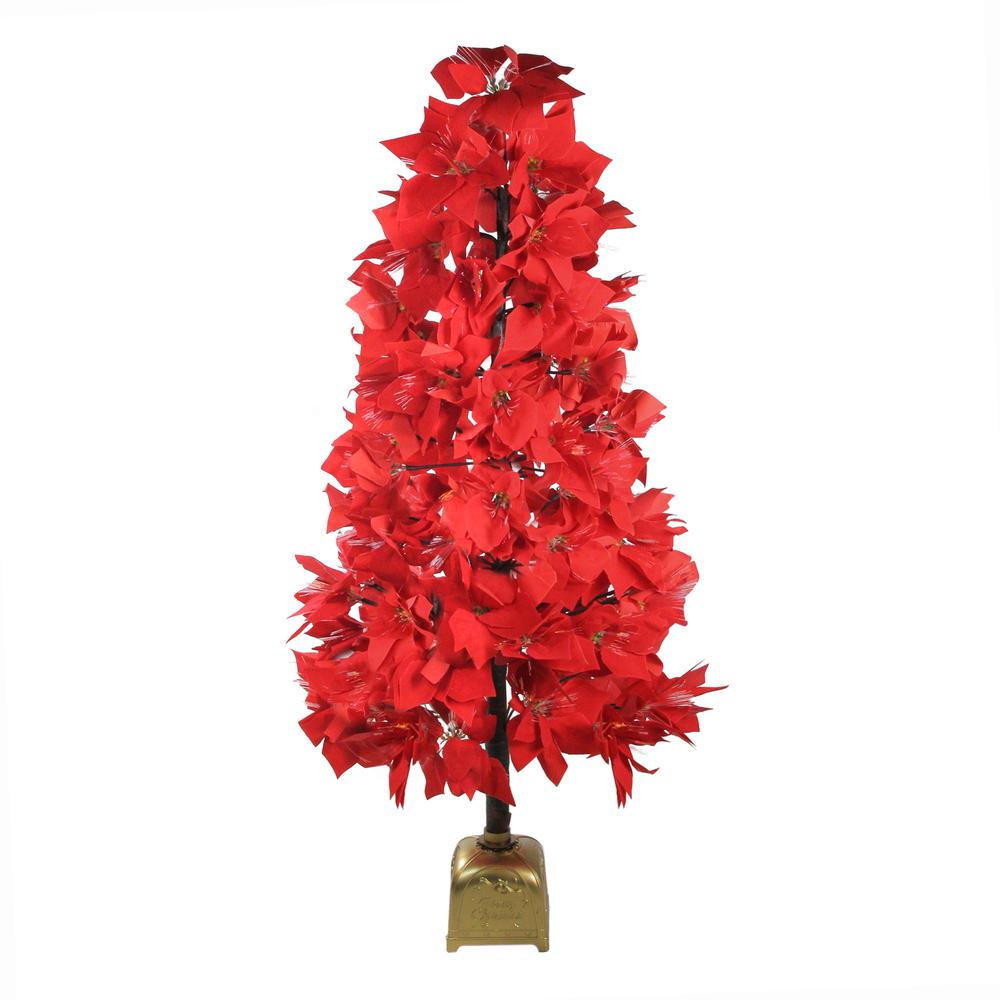 4' Pre-Lit Fiber Optic Color Changing Red Poinsettia Christmas Tree. The main picture.