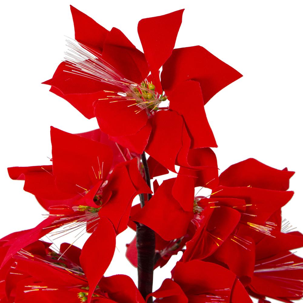 4' Pre-Lit Fiber Optic Color Changing Red Poinsettia Christmas Tree. Picture 4
