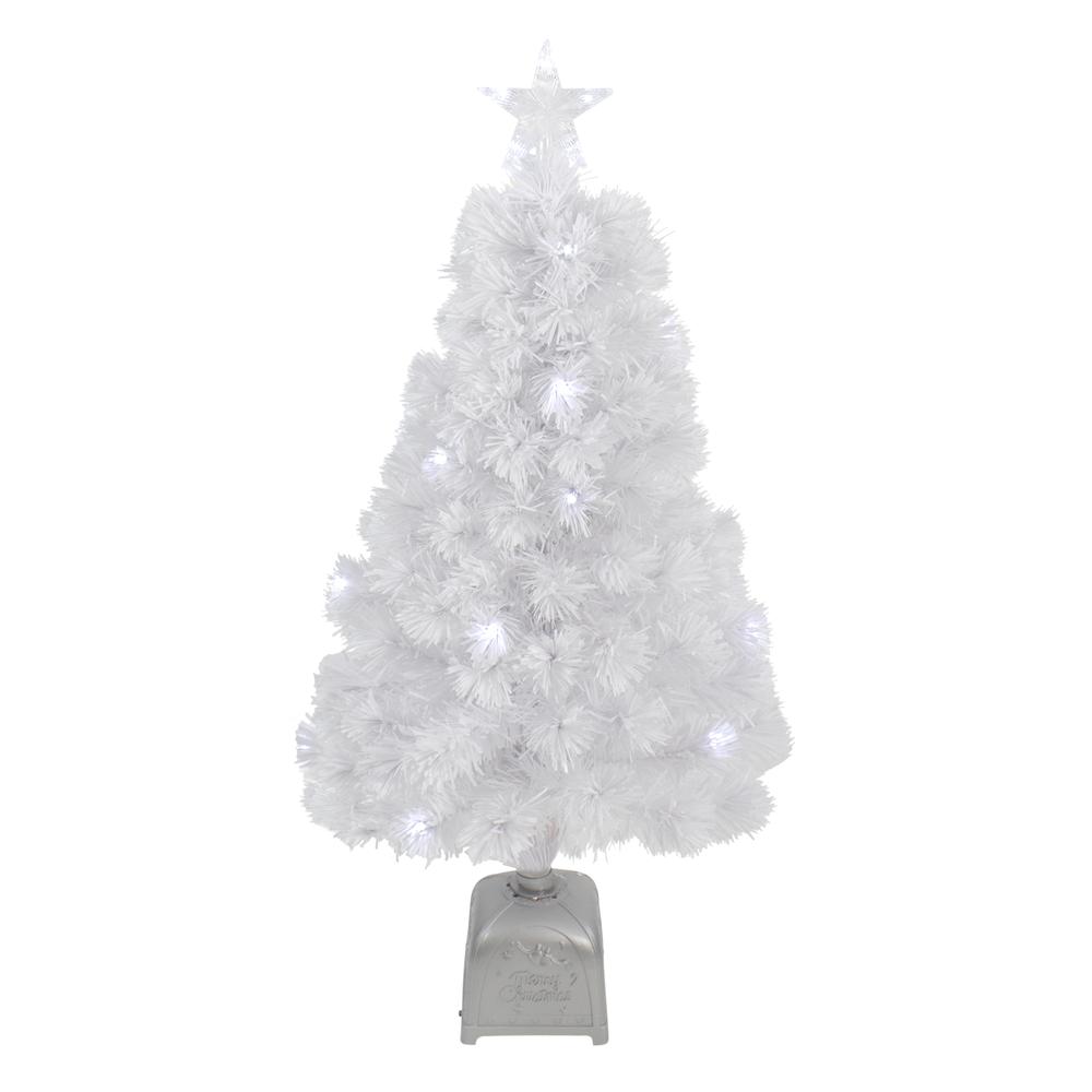 3' Pre-Lit LED Color Changing White Fiber Optic Artificial Christmas Tree. Picture 1