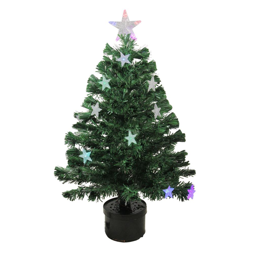 3' Pre-Lit Potted Color Changing Fiber Optic Artificial Christmas Tree - Multi Color LED Lights. Picture 1