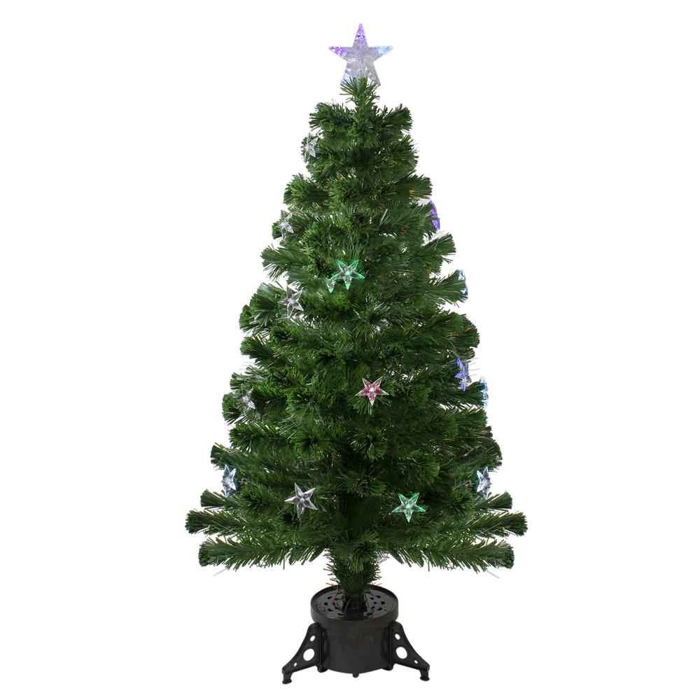 4' Pre-Lit LED Artificial Fiber Optic Christmas Tree With Color Changing Stars. Picture 1