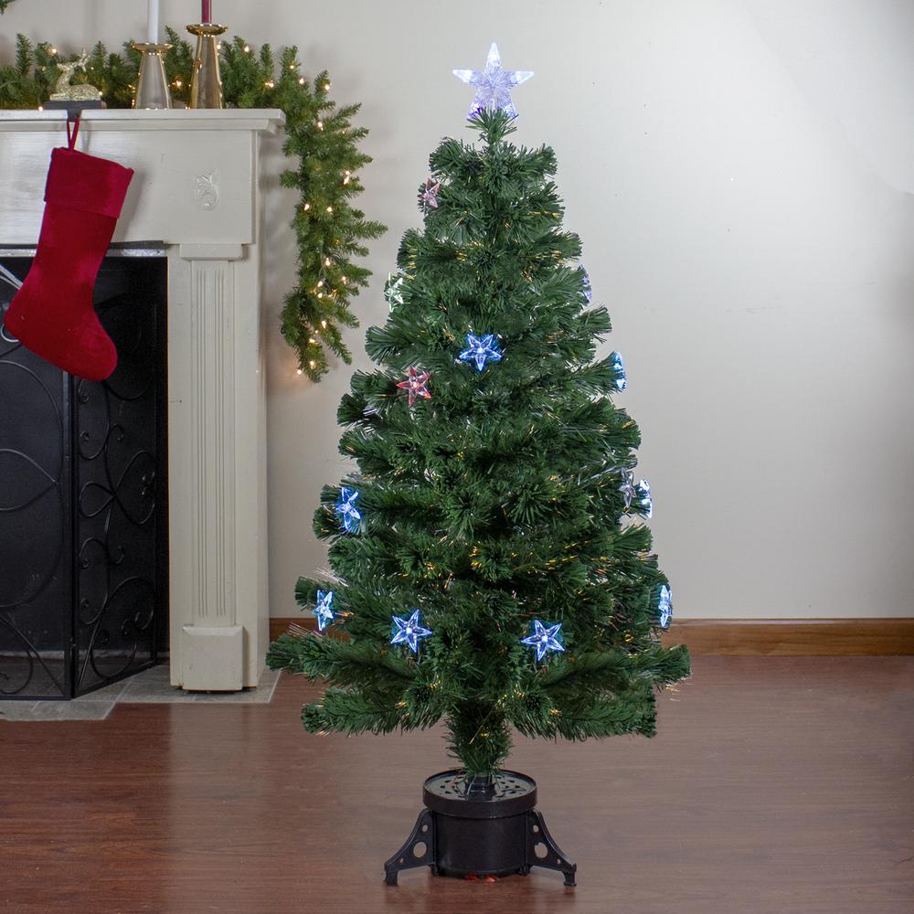 4' Pre-Lit LED Artificial Fiber Optic Christmas Tree With Color Changing Stars. Picture 2