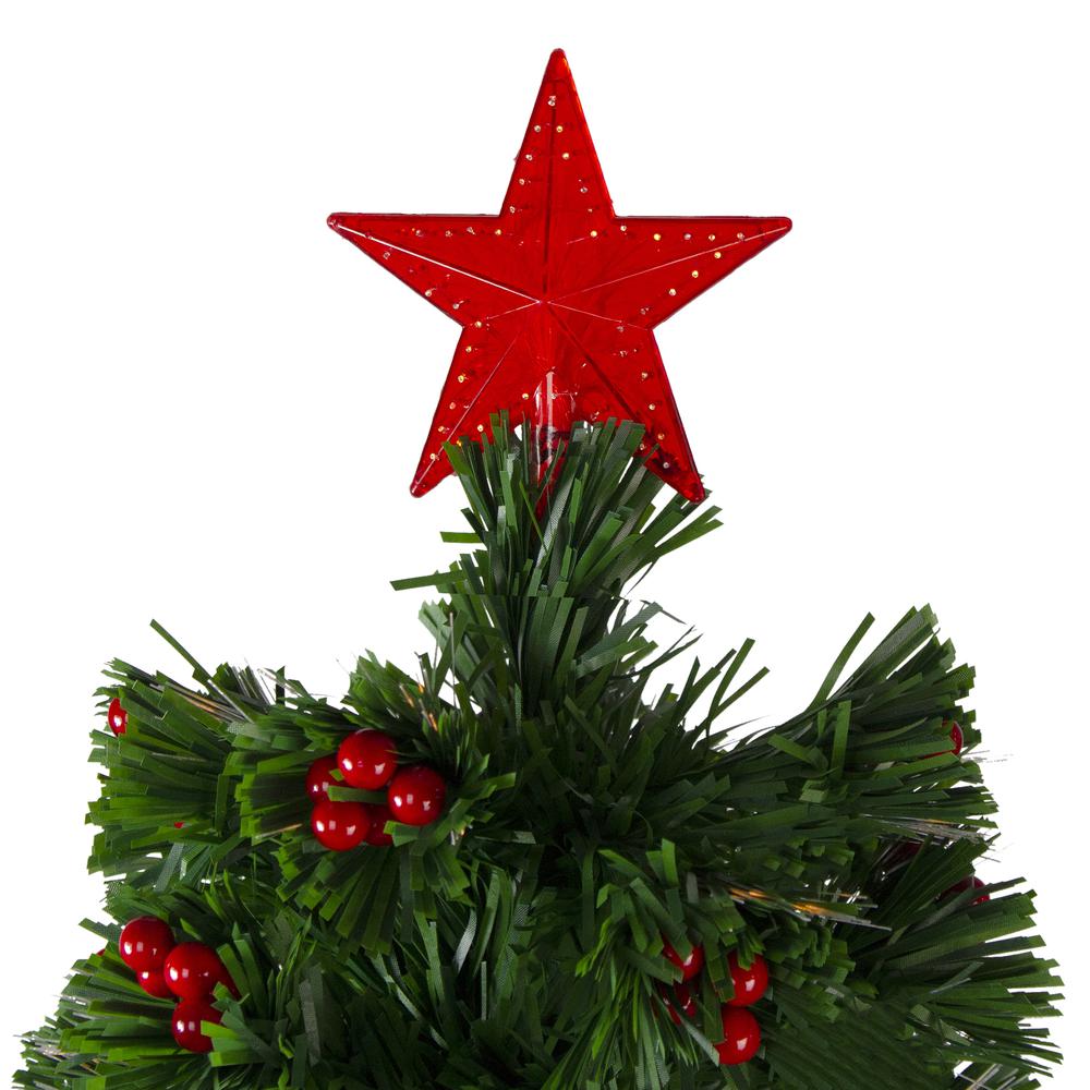 4' Pre-Lit Color Changing Artificial Christmas Tree with Red Berries. Picture 5