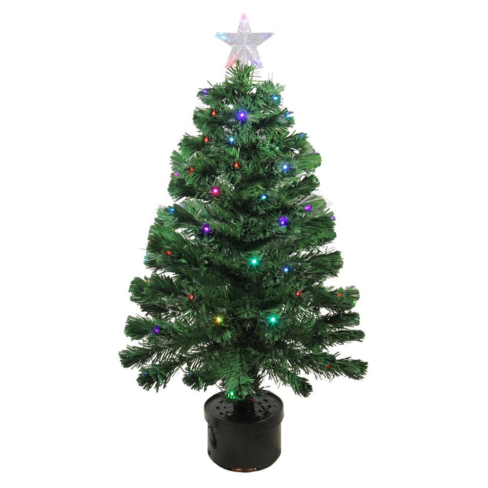 3' Pre-Lit LED Color Changing Fiber Optic Christmas Tree with Star Tree Topper. Picture 1