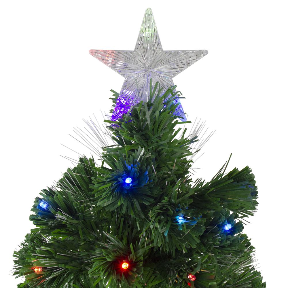 4' Pre-Lit Potted Fiber Optic with Star Tree Topper Medium Artificial Christmas Tree- Multicolor LED Lights. Picture 3