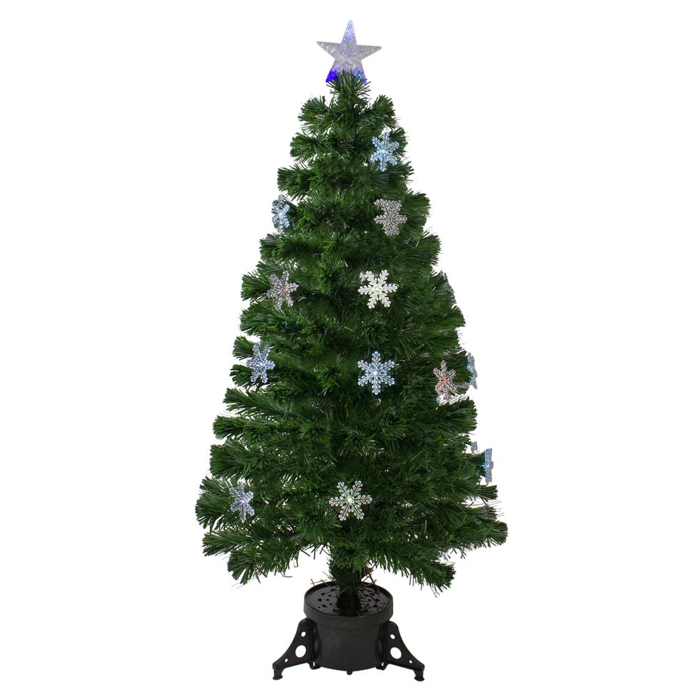 4' Pre-Lit Color Changing Fiber Optic Artificial Christmas Tree with Snowflakes. Picture 1