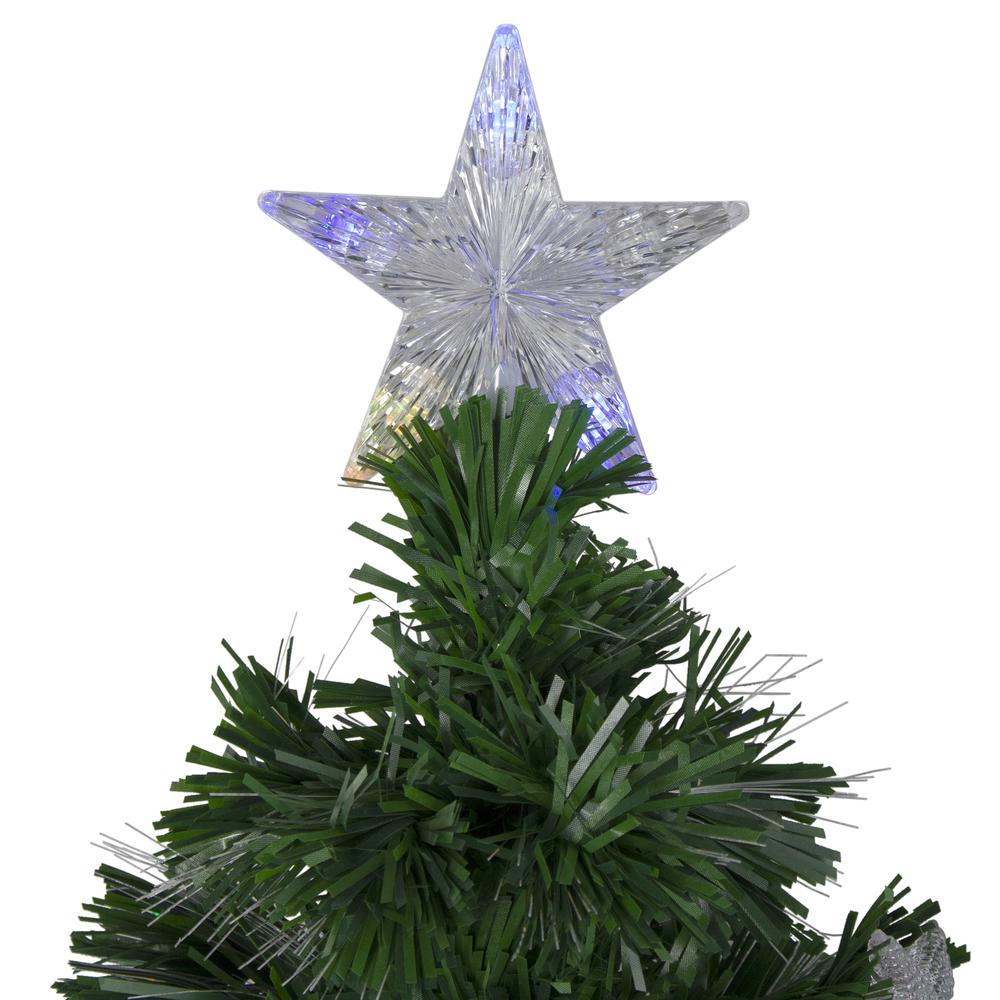 4' Pre-lit Potted Medium Pine Color Changing Star Artificial Christmas Tree - Multi-Color Fiber Optic LED Lights. Picture 3