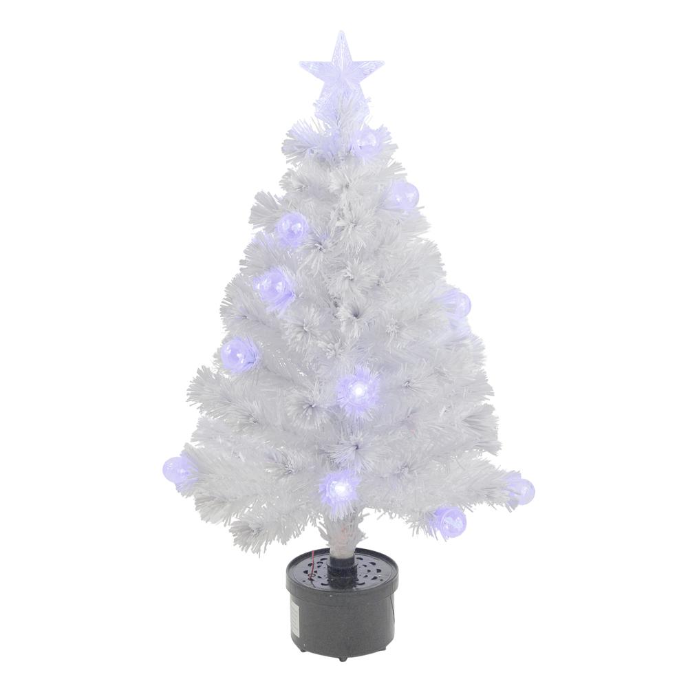 3' Pre-Lit Iridescent Fiber Optic Artificial Christmas Tree - White Lights. Picture 1