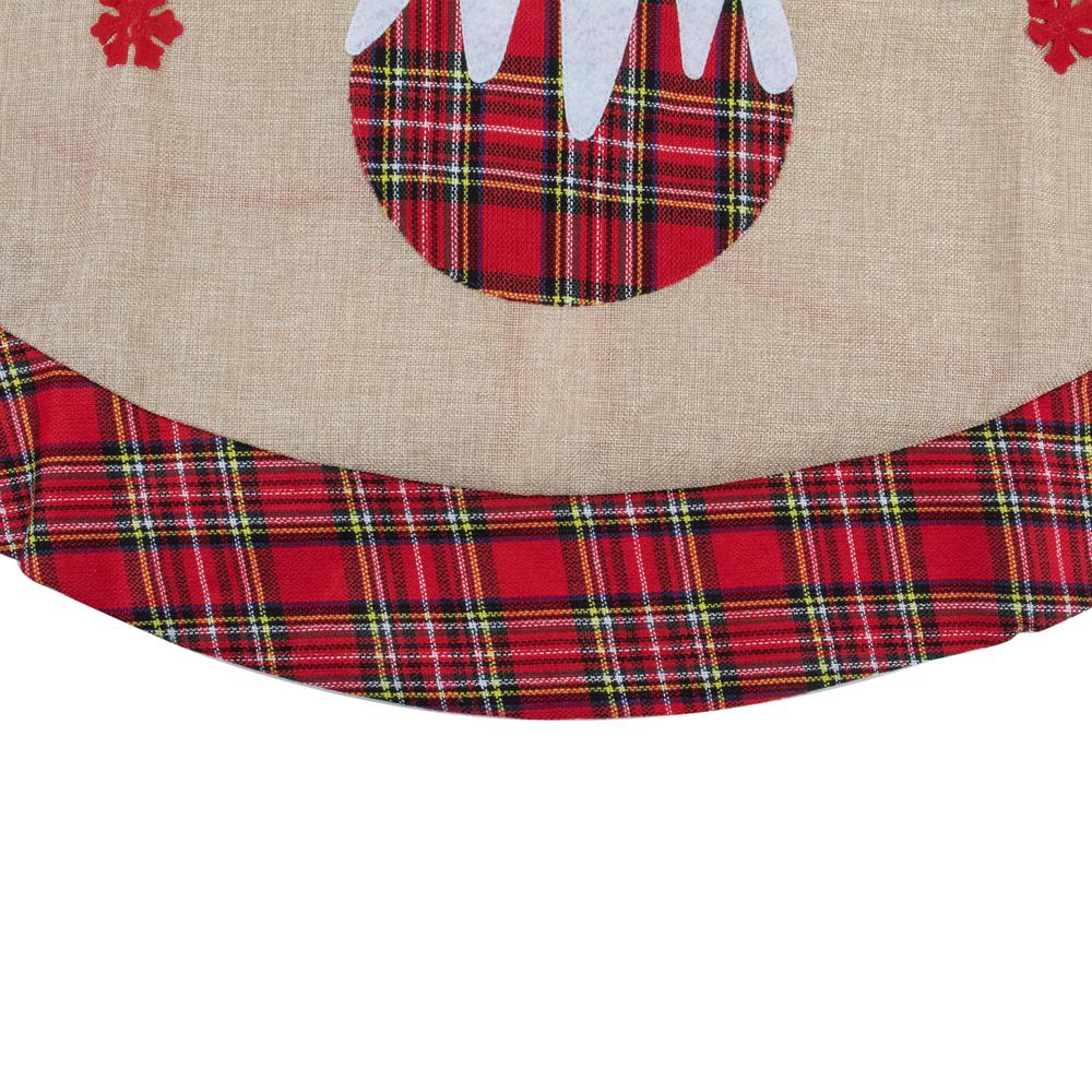 48" Burlap Plaid Tree Skirt with Christmas Puddings. Picture 4