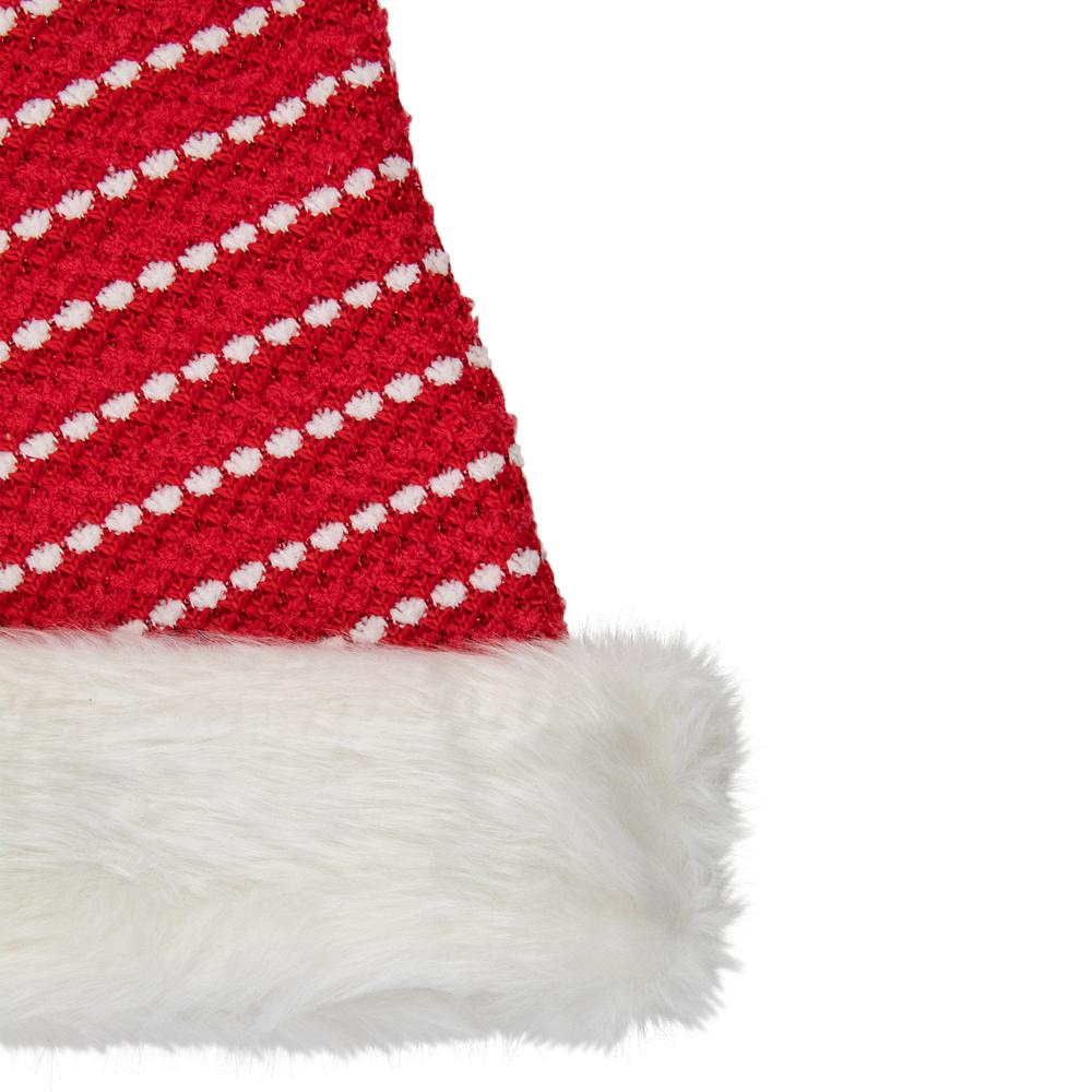 17" Red and White Striped Santa Hat With Pom Pom. Picture 2