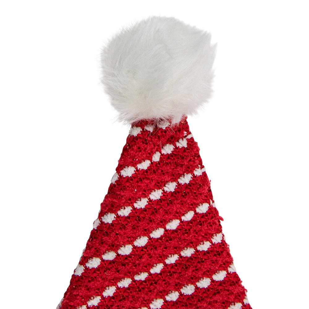 17" Red and White Striped Santa Hat With Pom Pom. Picture 3