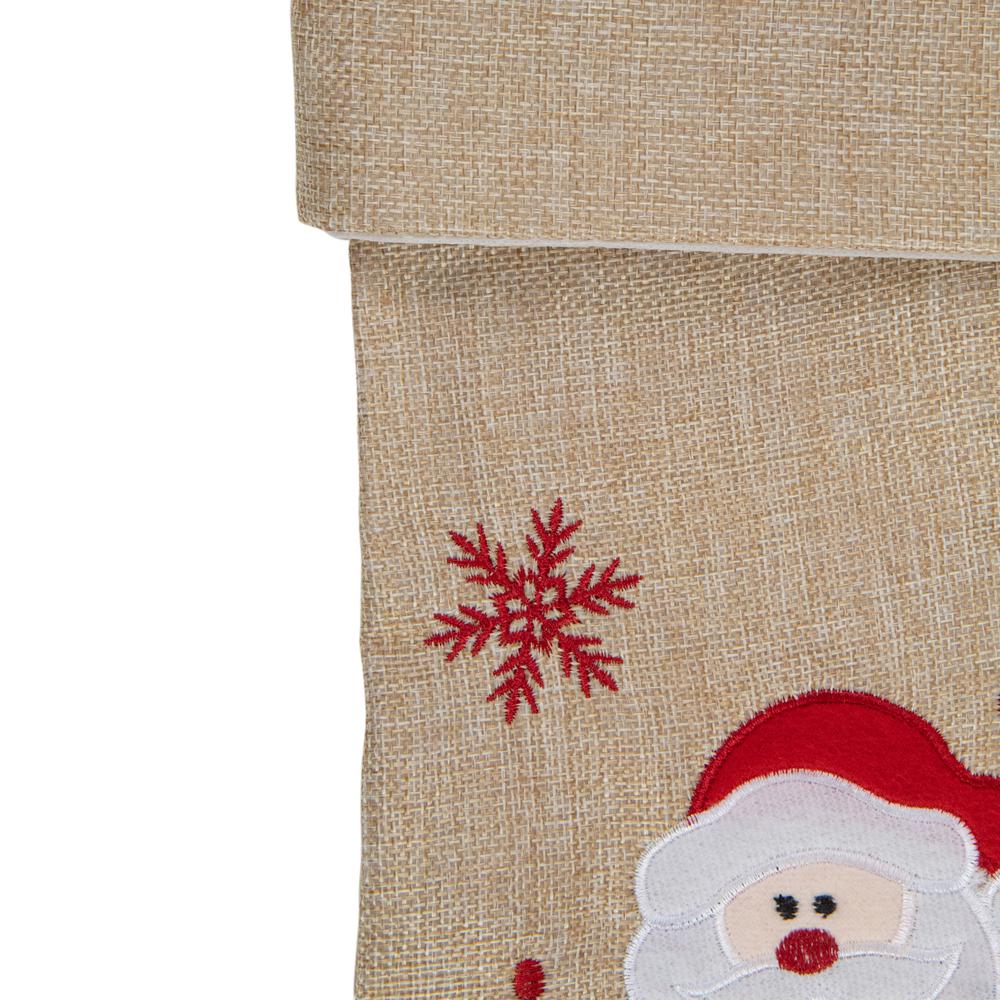19" Burlap Standing Santa With Present Bag Christmas Stocking. Picture 4