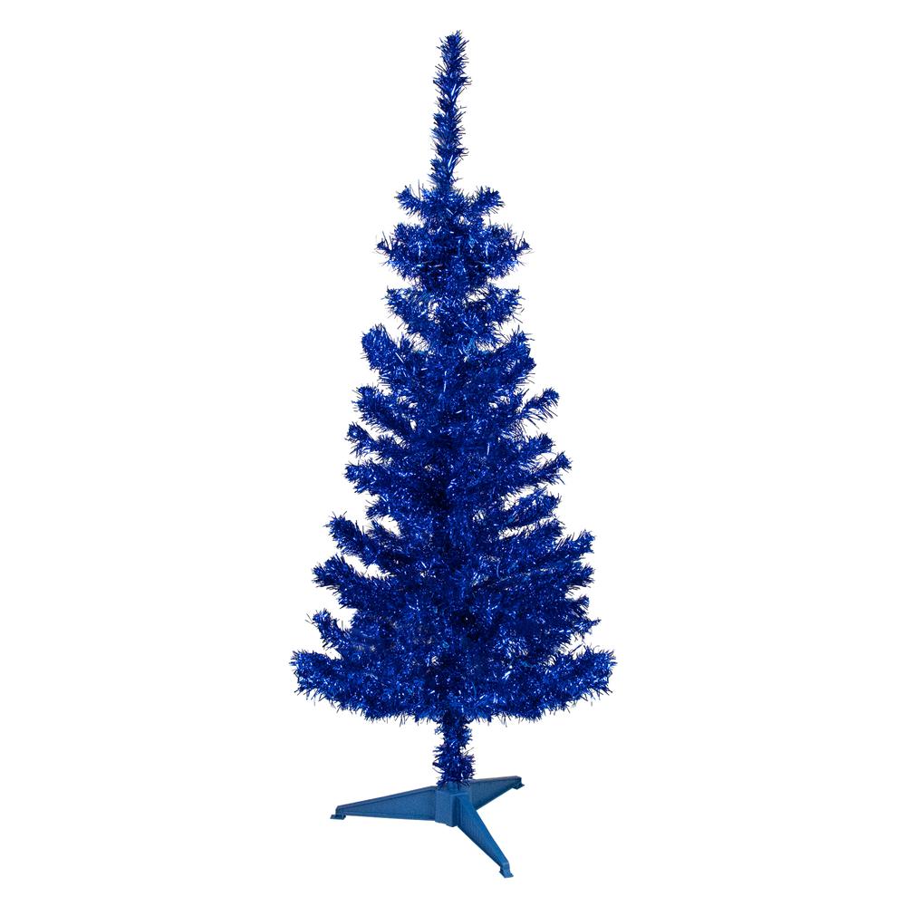 4' Blue Artificial Tinsel Christmas Tree  Unlit. Picture 1