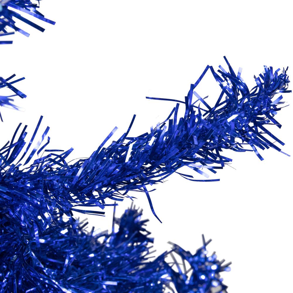 4' Blue Artificial Tinsel Christmas Tree  Unlit. Picture 2