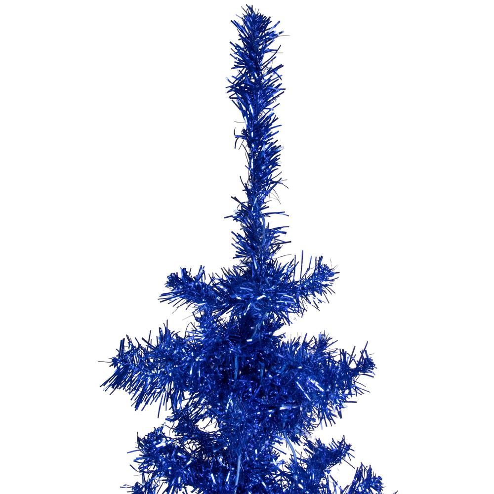 4' Blue Artificial Tinsel Christmas Tree  Unlit. Picture 3