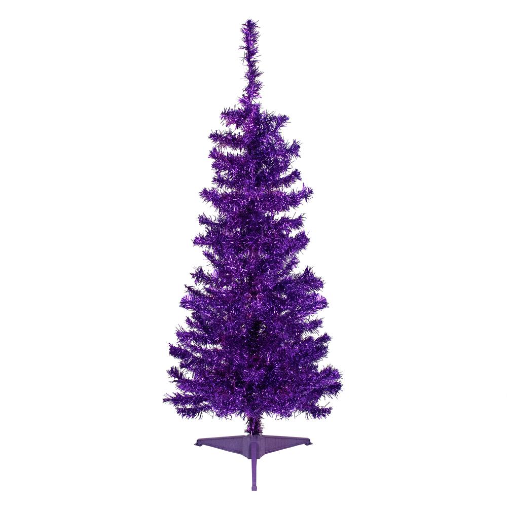 4' Purple Artificial Tinsel Christmas Tree  Unlit. Picture 1